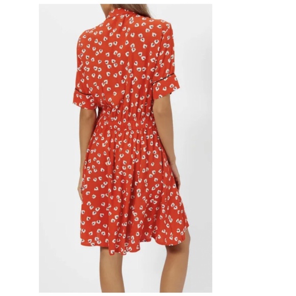 Ganni Red and Floral Collared Dress XS (US 2) NWOT - Picture 2 of 15